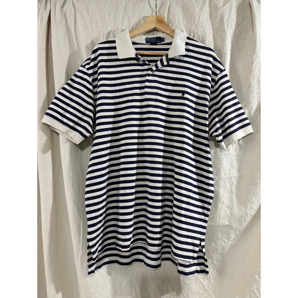 Polo Ralph Lauren Striped Poloâ Shirt Navy White XL Short Sleeve Pony Logo